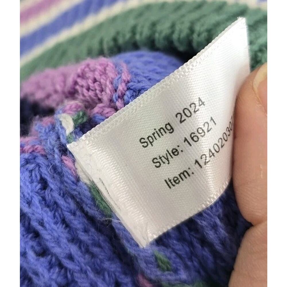 Marine Layer Sweater Womens Large Purple Blue White Striped Cotton Rory - Picture 9 of 10